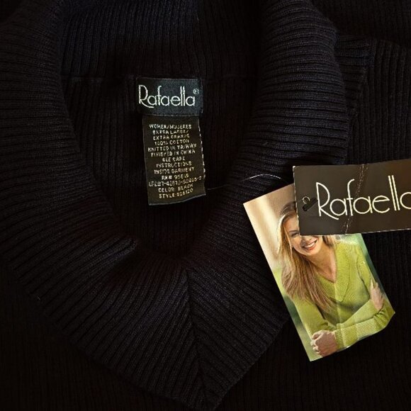 NWT Rafaella black V Neck ribbed sweater sz XL - Picture 3 of 3